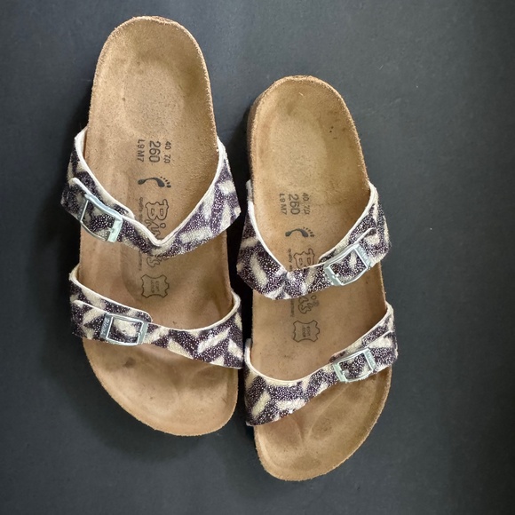 Birkenstock Birkis Black Ivory Tahiti Beaded Double Strap Sandals Slip On Size - Picture 3 of 8